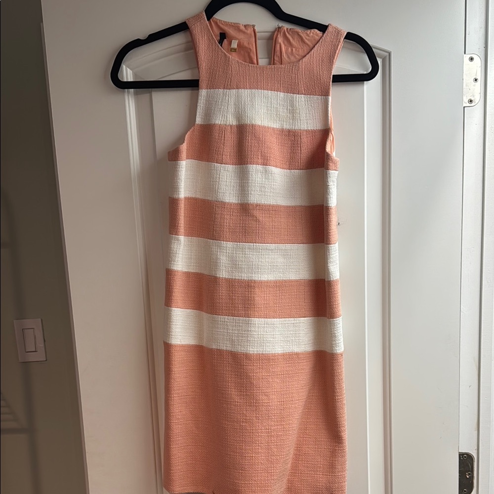 Striped Peach and White Sleeveless Dress